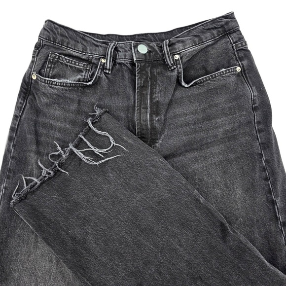 All Saints Denim - AllSaints Blake Wide Leg Jeans Black W28 Grunge Y2K Raw Hem Designer Denim